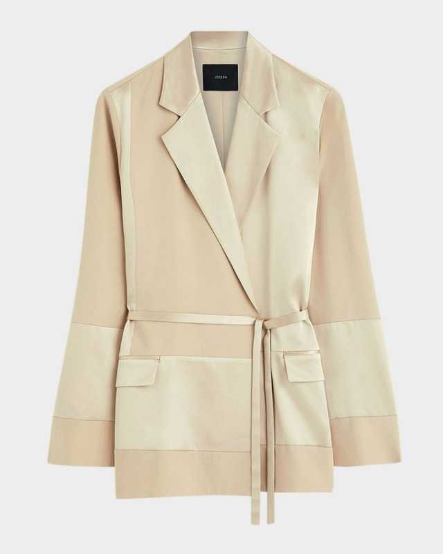 Amelia Paneled Silk Satin Jacket